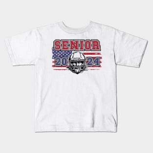 Retro Senior 2024 Football player Student Gift Us Flag Kids T-Shirt